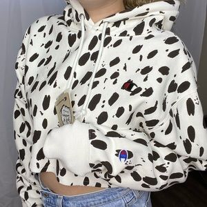 NWT Rare Champion Dalmatian Print Cropped Hoodie